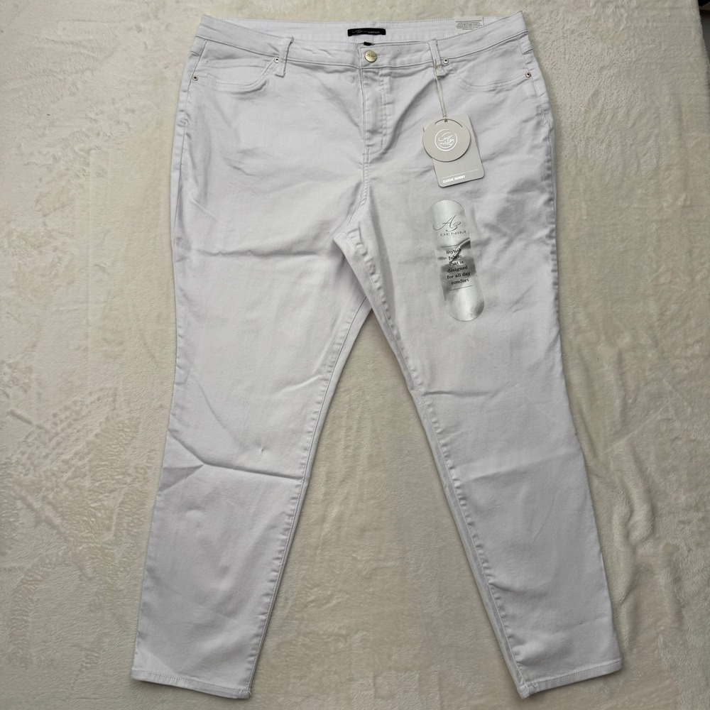 A3 Denim Jeans Womens 22W White Classic Skinny High Rise Stretch 5-Pocket New